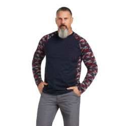 Ariat FR AC Stretch Camo Baseball T-Shirt