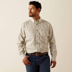 ARIAT Men's Vented Cream Geo FR Work Shirt