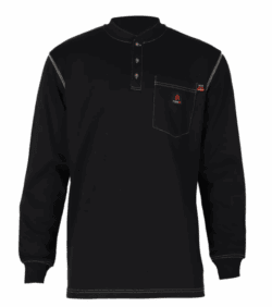 Forge Fr Men's Contrast Stitch Henley Neck Long Sleeve T-Shirt - Black